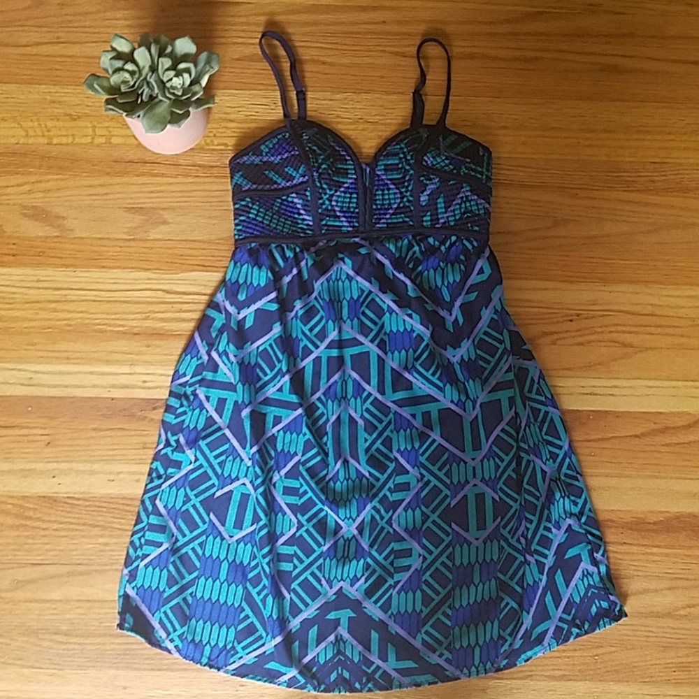 Xhilaration Blue Geometric Sweetheart Sundress